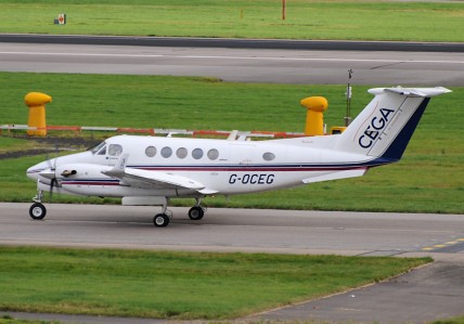Air Ambulance Beech Super King Air G-OCEG on its way for departure this afternoon